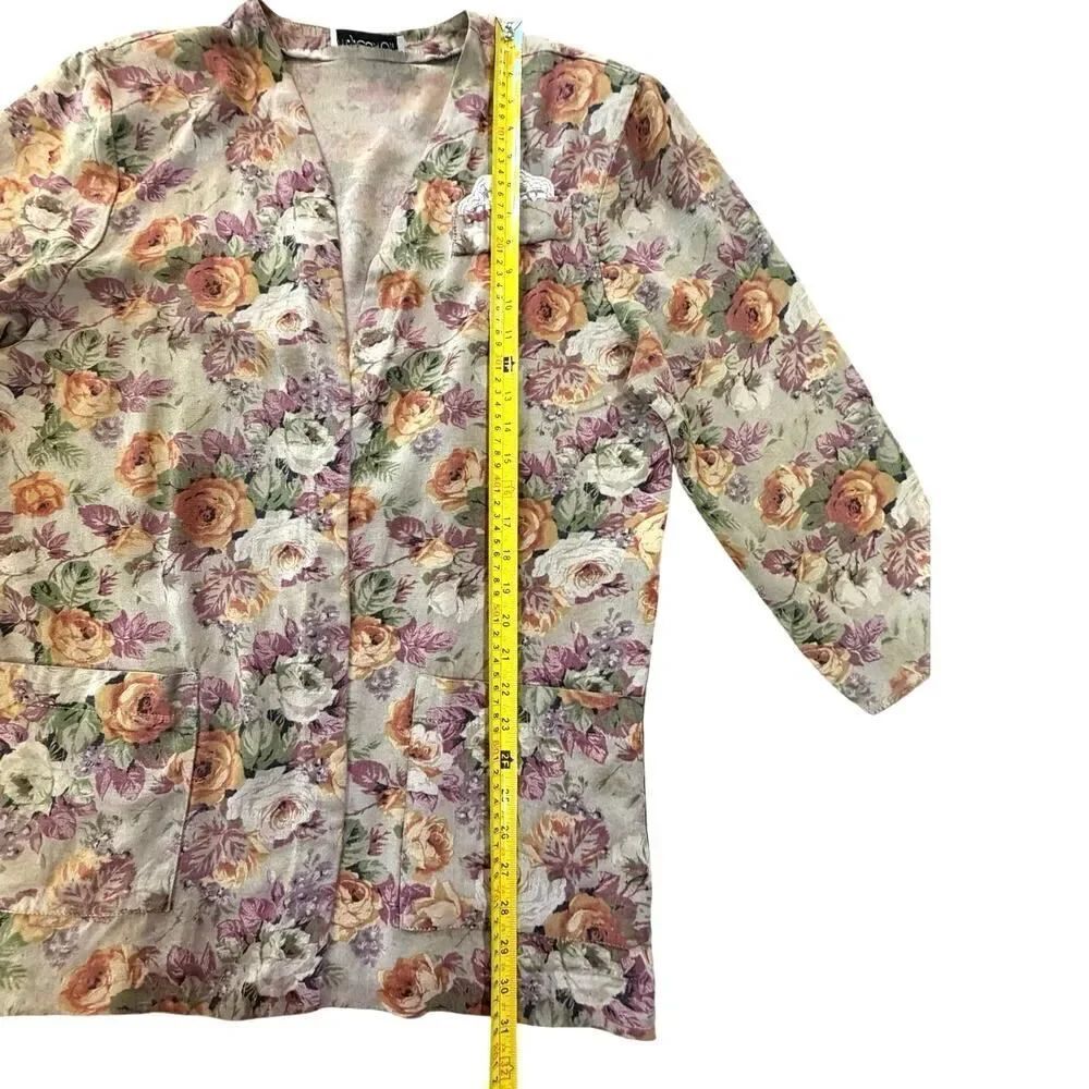 VTG 90s Floral Tapestry Grandmacore Open Jacket SZ Large Academia Granny Blazer - Picture 14 of 14